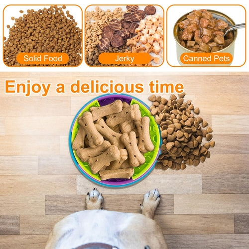 Pet Slow Food Bowl Anti Choking Cat Bowl,3in1 Interactive Dog Feeder