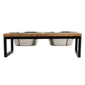 Wood & Metal Elevated Feeder Pet Bowl