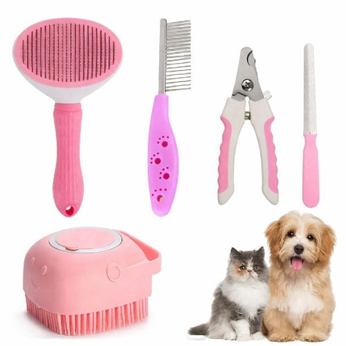 5-in-1 Pink Pet Grooming & Nail Care Kit